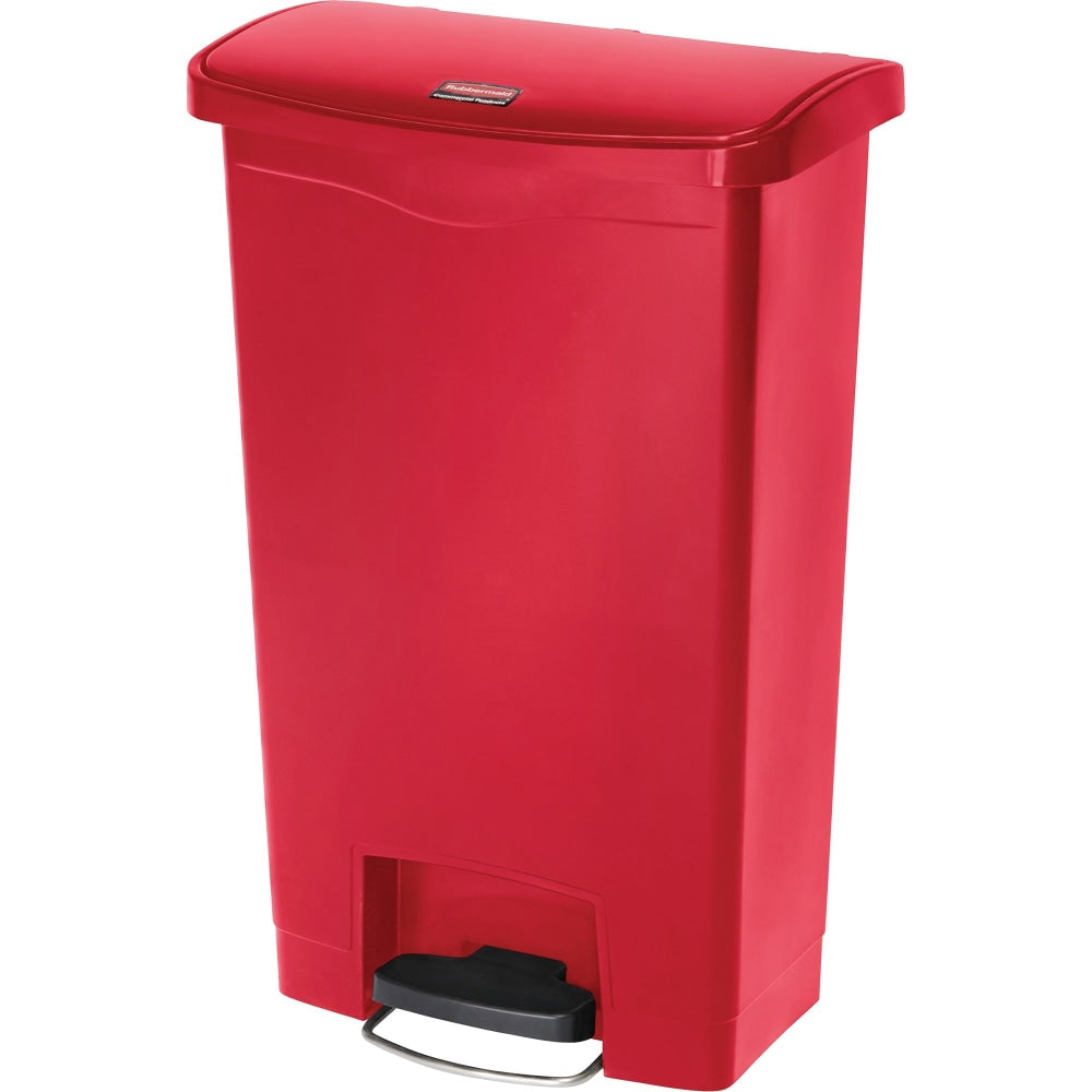 Rubbermaid Slim Jim Rectangular Plastic Wastebasket, Step-On, 13 Gallons, Red