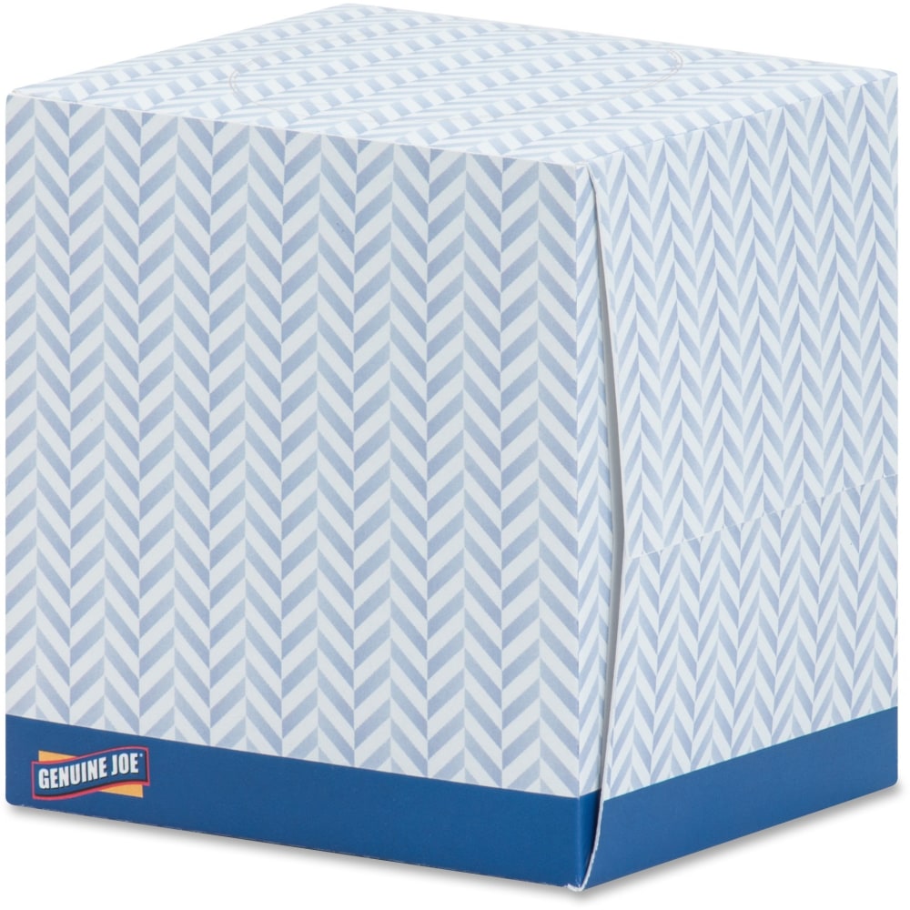 Genuine Joe Cube Box Facial Tissue - 2 Ply - Interfolded - White - 85 Per Box - 1728 / Pallet