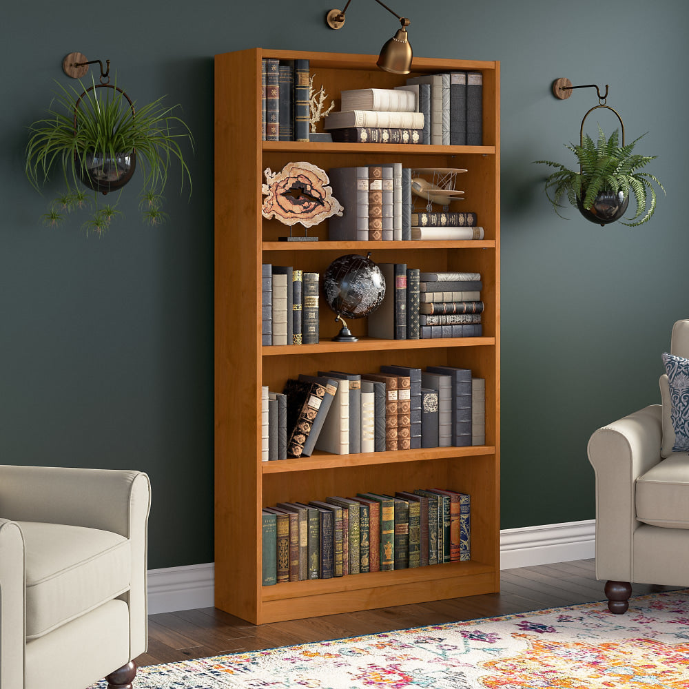 Bush Furniture Universal 72inH 5-Shelf Bookcase, Natural Cherry, Standard Delivery