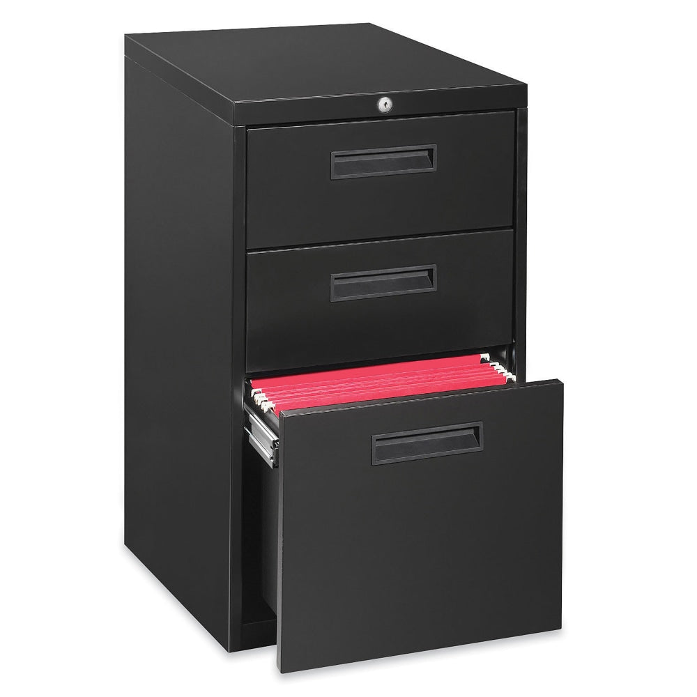 Lorell 22inD Vertical 3-Drawer Mobile Pedestal File Cabinet, Black