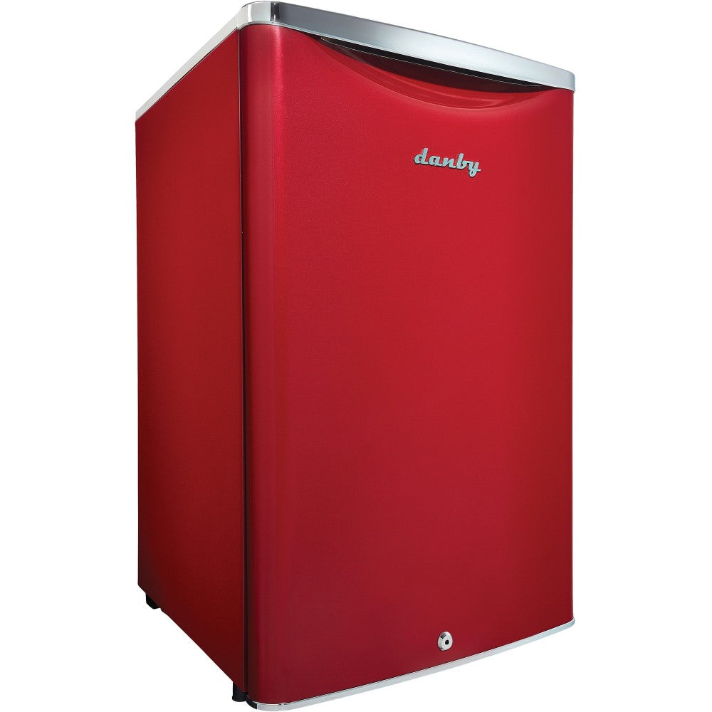 Danby 4.4 Cu.Ft. Compact Refrigerator - 4.40 ft³ - Auto-defrost - Auto-defrost - Reversible - 4.40 ft³ Net Refrigerator Capacity - Red - Metallic - Chrome