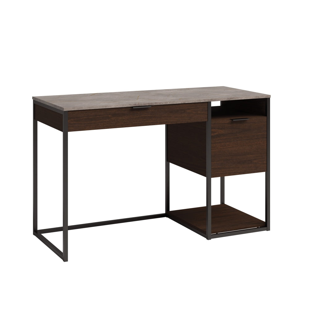 Sauder International Lux 48inW Single Pedestal Computer Desk, Umber Wood