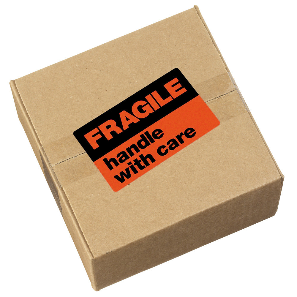 Avery Preprinted "Fragile Handle with Care" Shipping Label Stickers, 5283, 3in x 5in, Neon Red, Pack Of 40 Non-Printable Labels