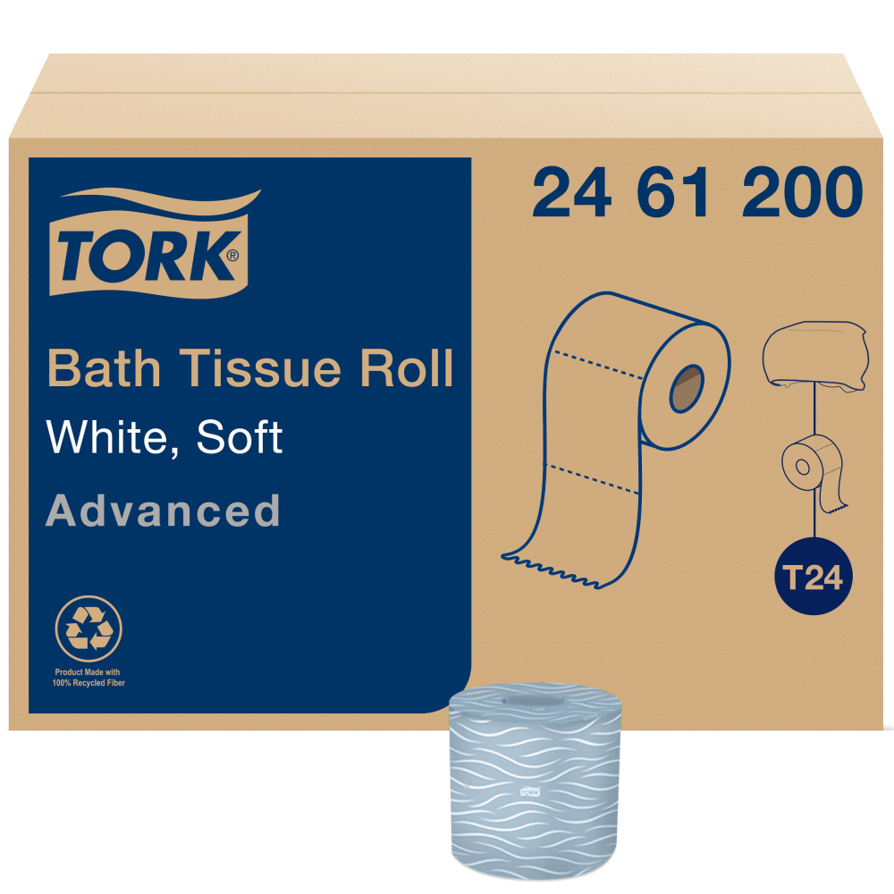 Tork T24 2-Ply Toilet Paper, Advanced, 500 Sheets Per Roll, Case Of 80 Rolls