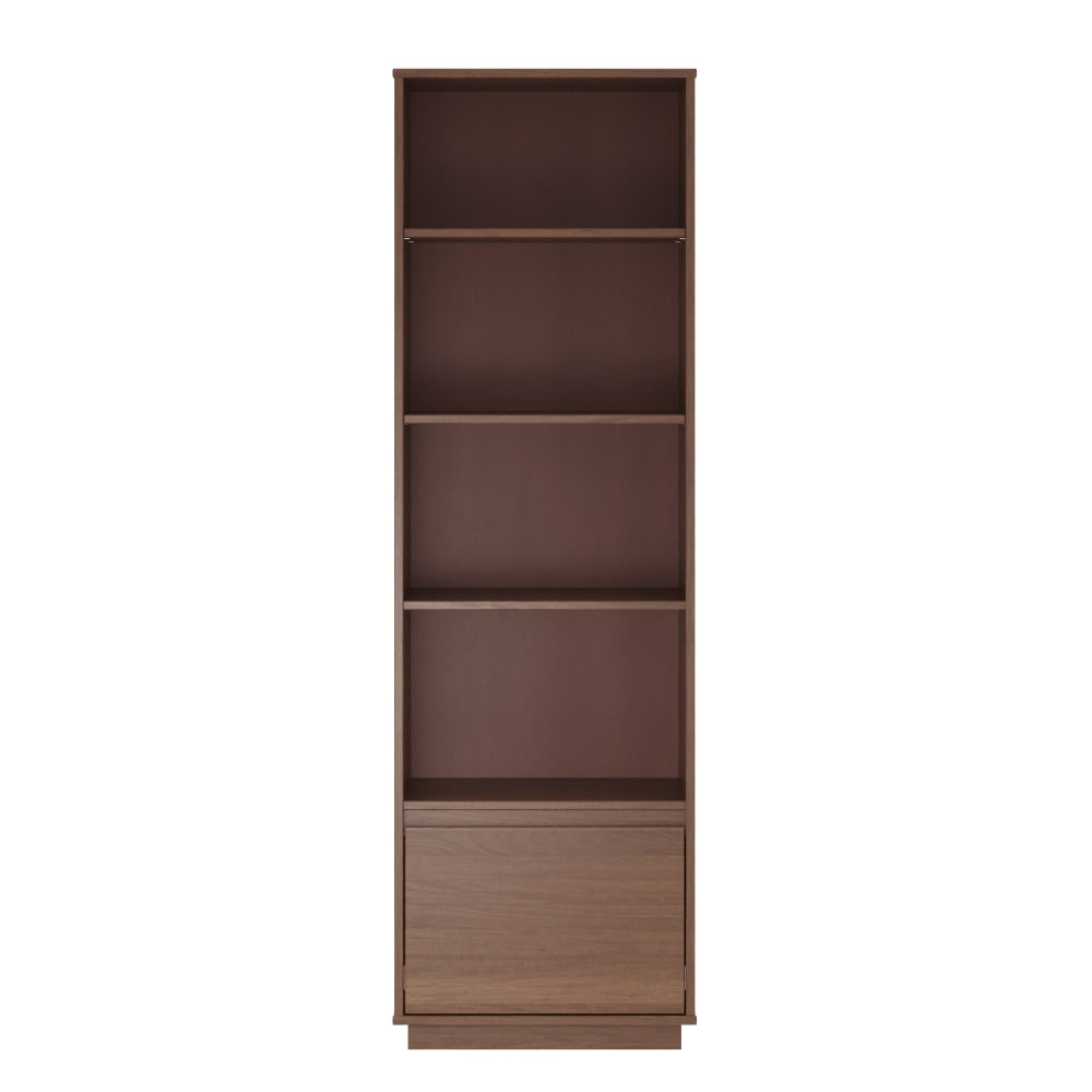 Linon Cowles 71inH 4-Shelf Bookcase With Drawer, Walnut