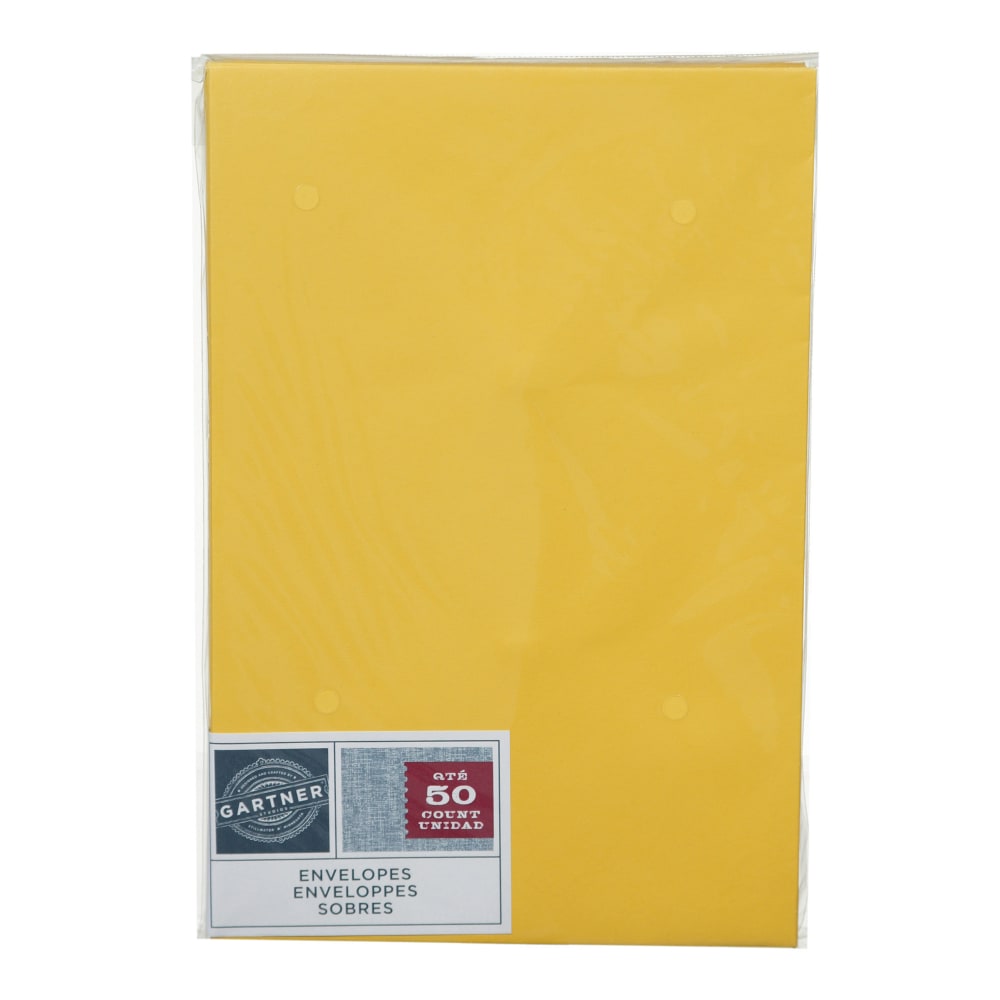 Gartner Studios Envelopes, A9, Gummed Seal, Yellow, Pack Of 50