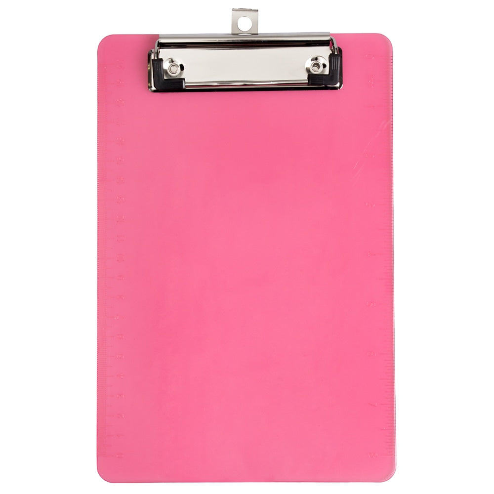 JAM Paper Plastic Mini Clipboard, 6in x 9in, Pink