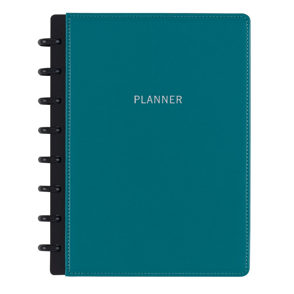 TUL Discbound Monthly Planner Starter Set, Undated, Junior Size, Leather Cover, Teal