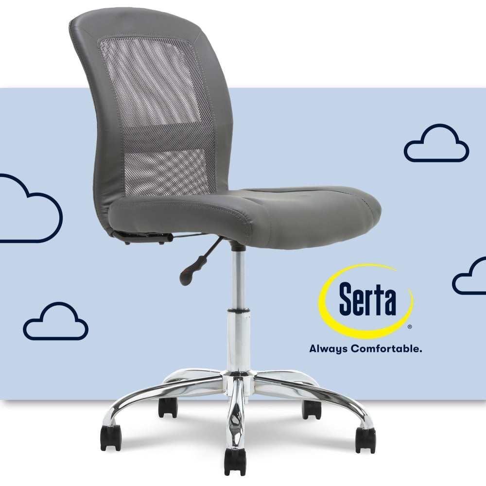 Serta Essentials Mid-Back Computer Chair, Productivity Gray/Chrome