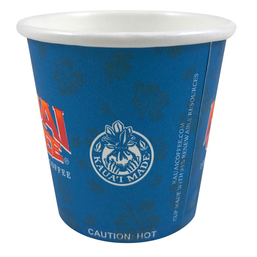 Kauai Coffee Paper Cups With Lids, 4 Oz, Blue, Case Of 1,000