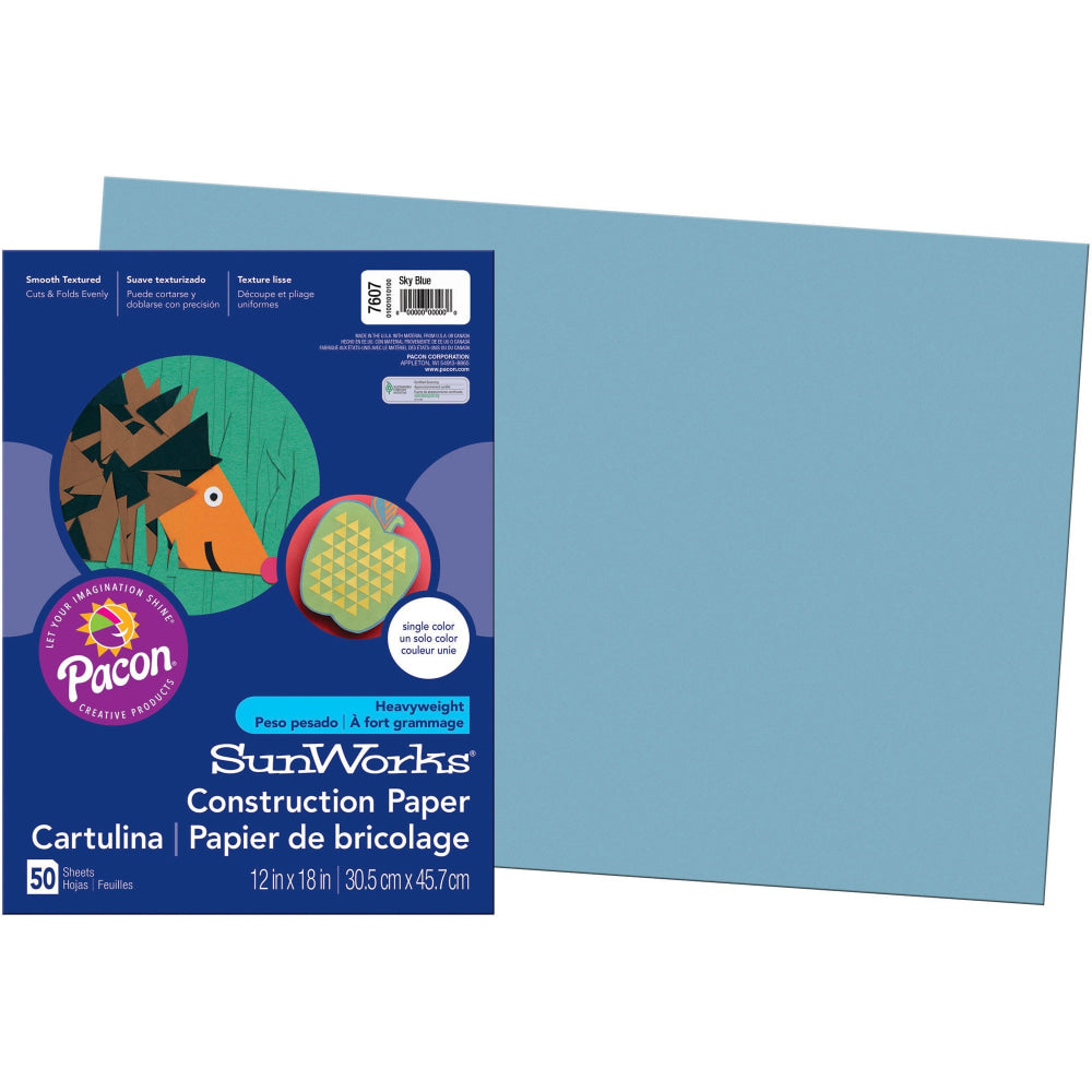 Prang Construction Paper, 12in x 18in, Sky Blue, Pack Of 50