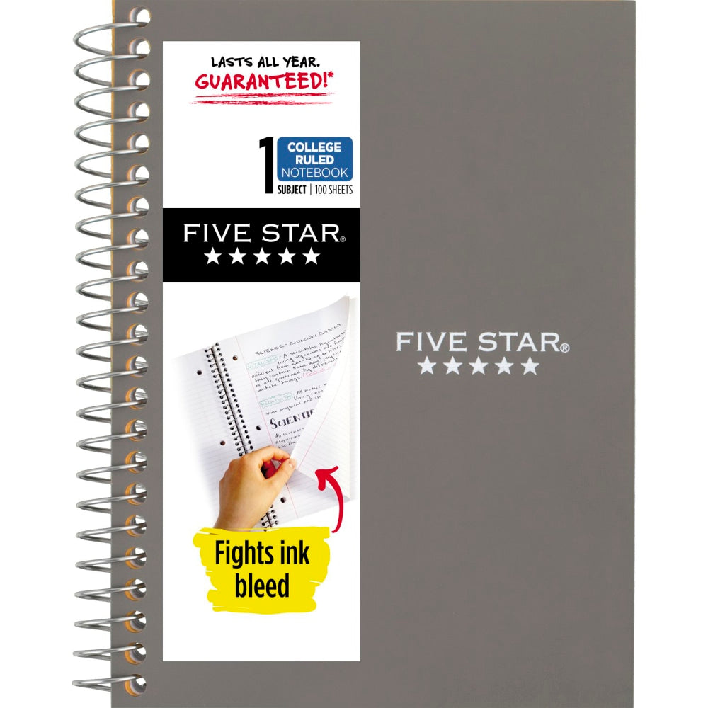 Five Star Personal Spiral Notebook, College Ruled, 4 3/8in x 7in, Gray