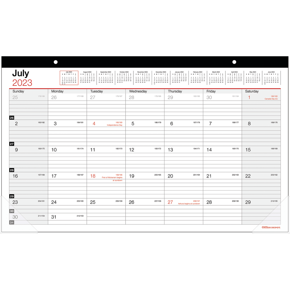 2023-2024 Office Depot Brand Monthly Academic Desk Calendar, 17-3/4in x 10-7/8in, 30% Recycled, July 2023 to June 2024