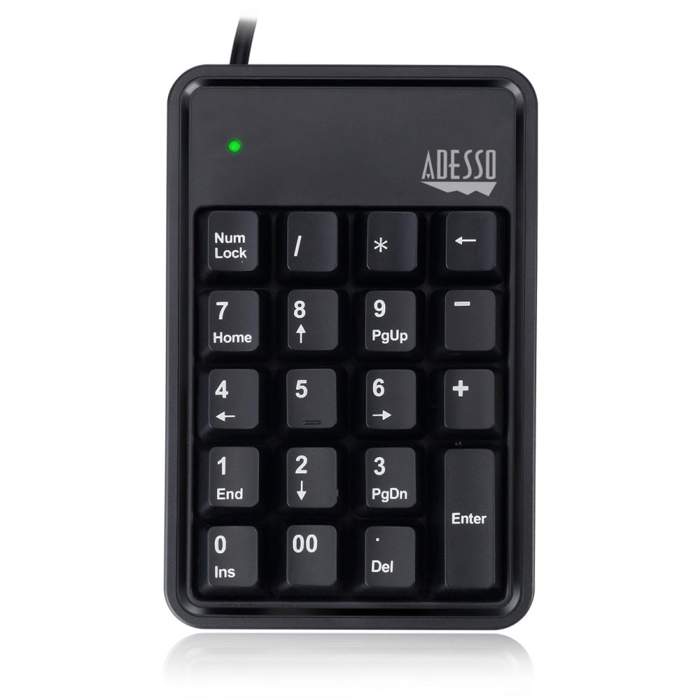 Adesso AKB-600HB USB Mechanical Keypad With 3-Port USB Hub, Black