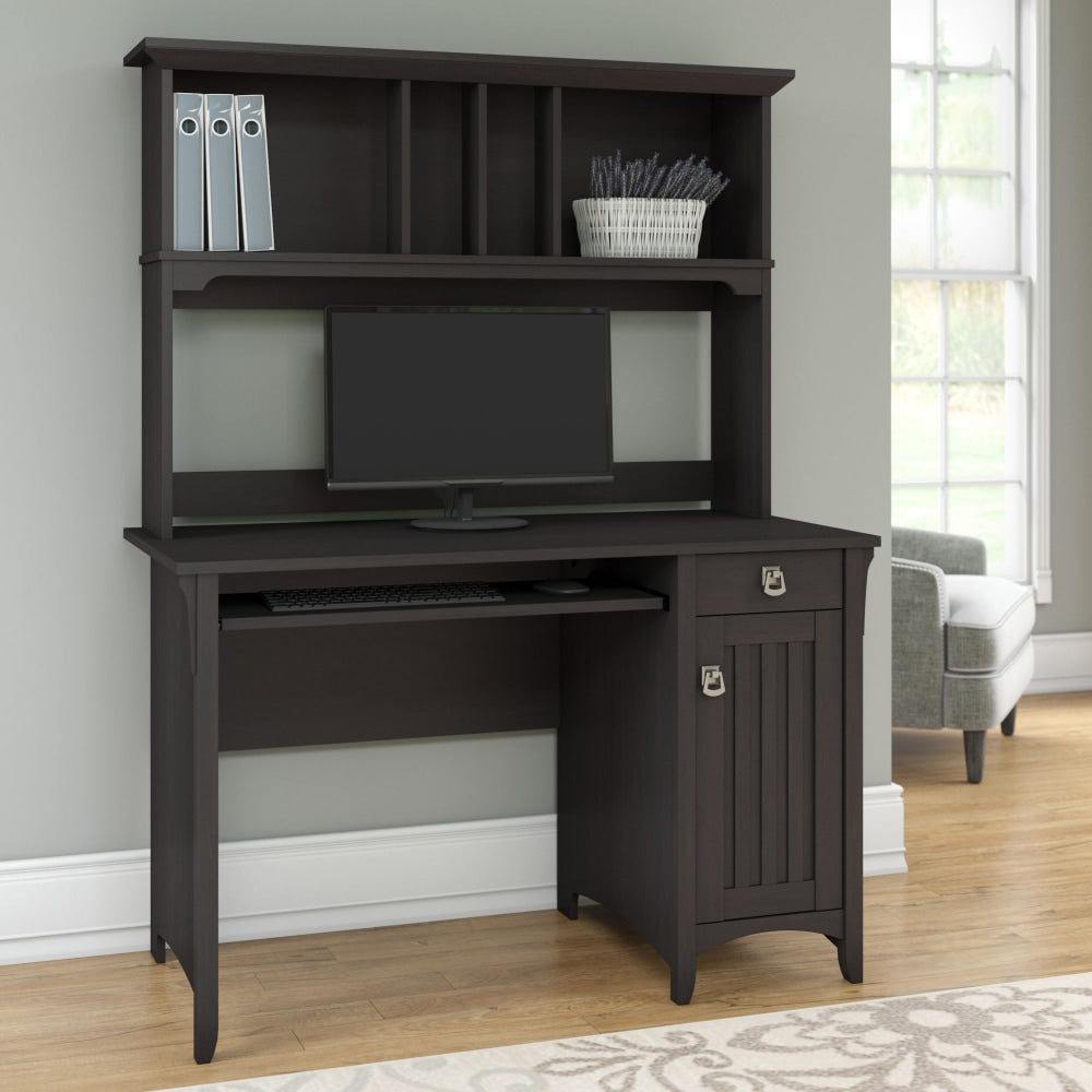 Bush Furniture Salinas Mission 48inW Computer Desk With Hutch, Vintage Black, Standard Delivery