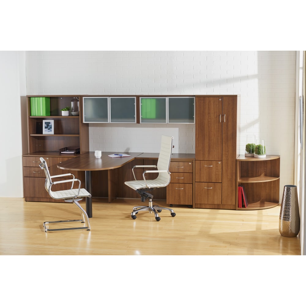 Lorell Essentials 48inW Reverse Desk Return Shell, Walnut