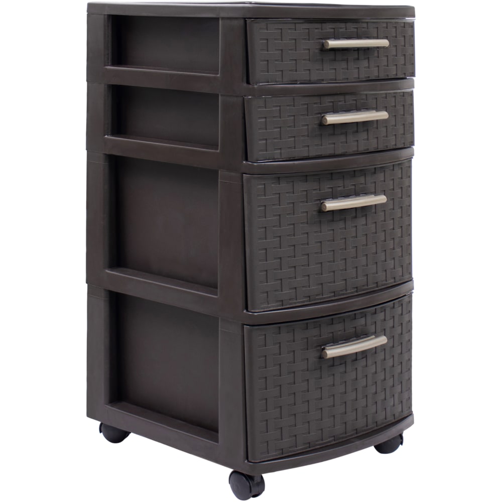 Inval 4-Drawer Storage Cabinet, 25-1/2in x 12-1/2in, Espresso