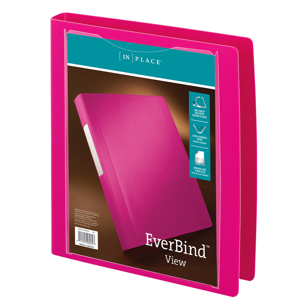 Office Depot Brand EverBind View 3-Ring Binder, 1in D-Rings, Pink