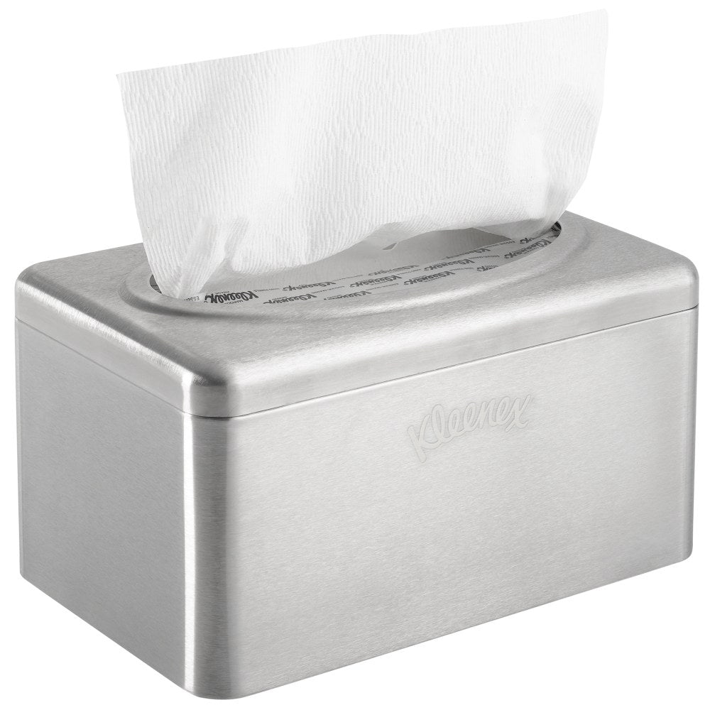 Kleenex Stainless Steel Countertop Box Towel Cover For POP-UP Box Hand Towels, Case Of 2