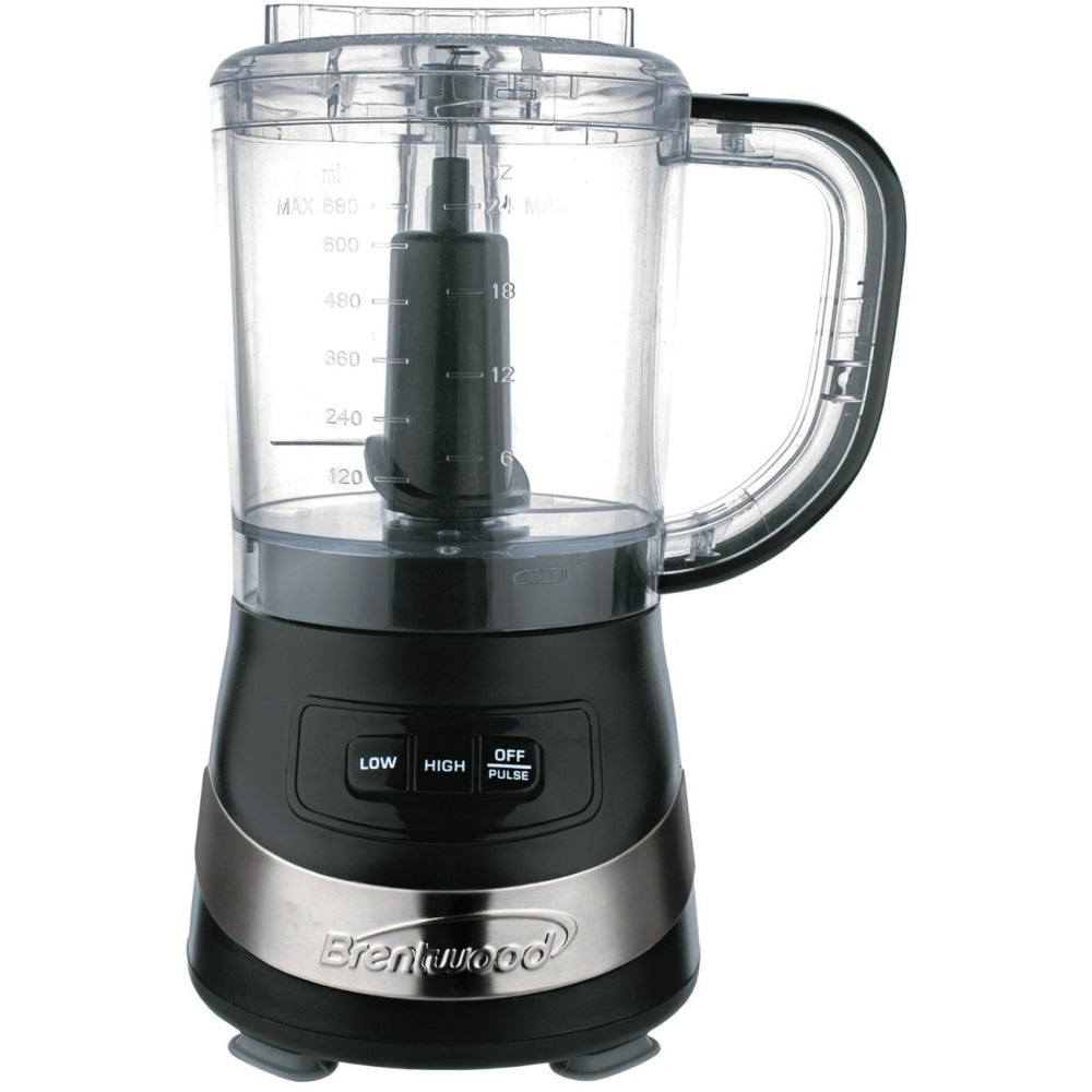 Brentwood FP-549BK 3 Cup Food Processor, Black - 3 Cup (Capacity) - 2 Speed - 200 W Motor - Silver, Black