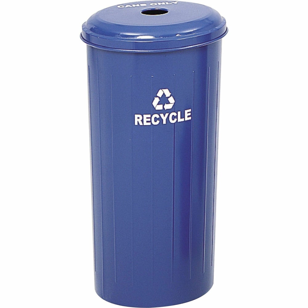 Safco Round Recycling Receptacle With Lid, 20 Gallons, Blue