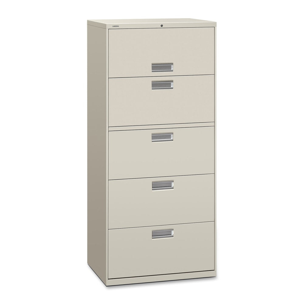 HON 600 30inW x 19-1/4inD Lateral 5-Drawer File Cabinet With Lock, Light Gray