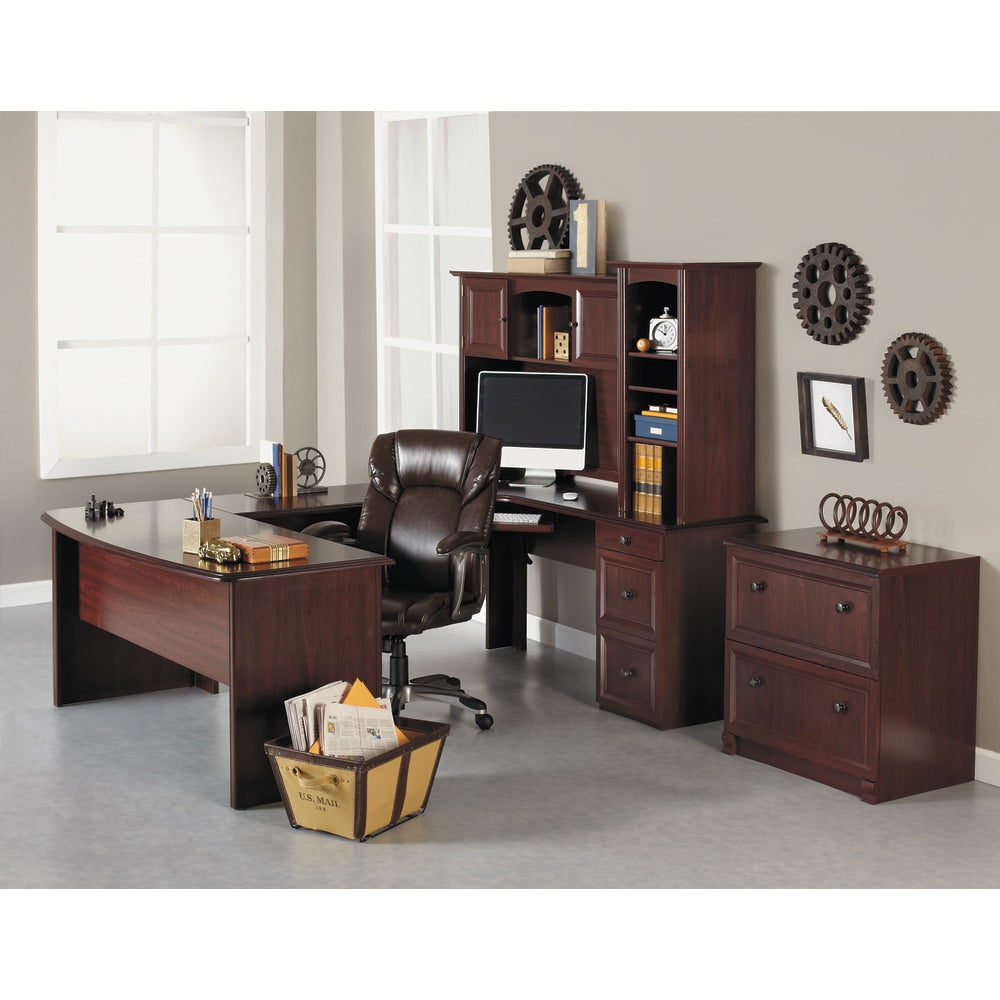 Realspace Broadstreet 65inW U-Shaped Executive Corner Desk, Cherry