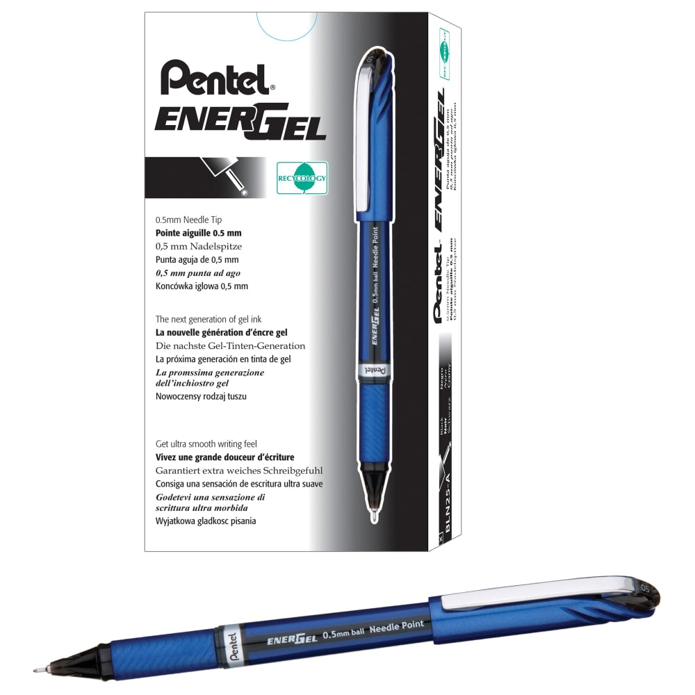 Pentel EnerGel NV Liquid Gel Pens, Fine Point, 0.5 mm, Black Ink, Pack Of 12 Pens