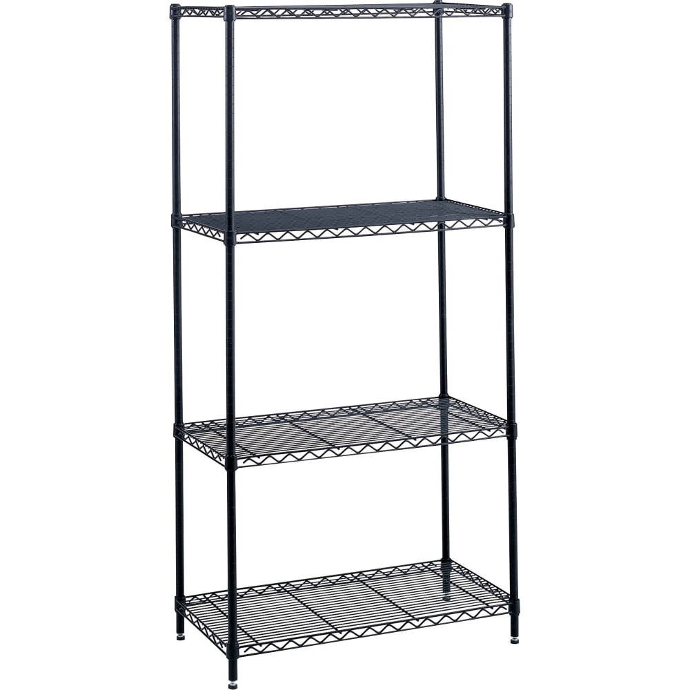 Safco Industrial Wire Shelving Starter Unit, 48inW x 18inD, Black