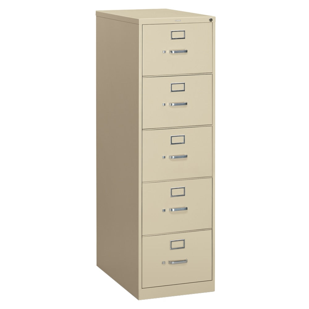 HON 310 26-1/2inD Vertical 5-Drawer Letter-Size File Cabinet, Putty