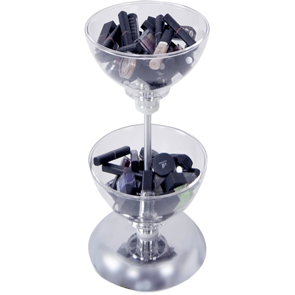 Azar Displays 2-Tier Bowl Display, 15-1/2inH x 8inW x 8inD, Clear