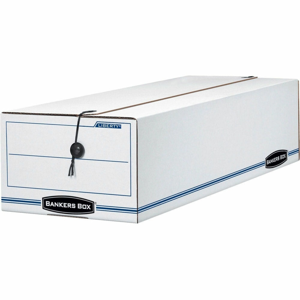 Bankers Box Liberty Corrugated Storage Boxes, 7 1/2in x 9in x 24 1/4in, White/Blue, Case Of 12