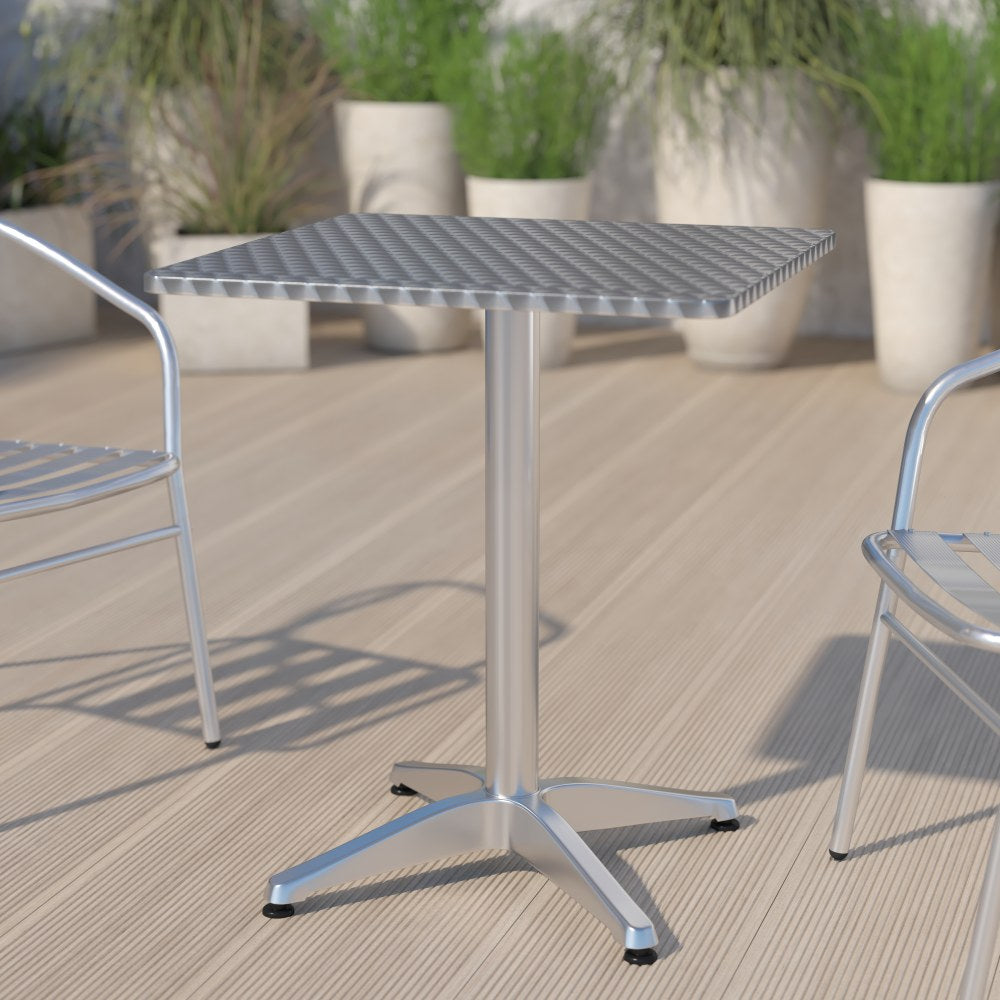 Flash Furniture Square Aluminum Indoor/Outdoor Table, 27-1/2in x 23-1/2in, Silver