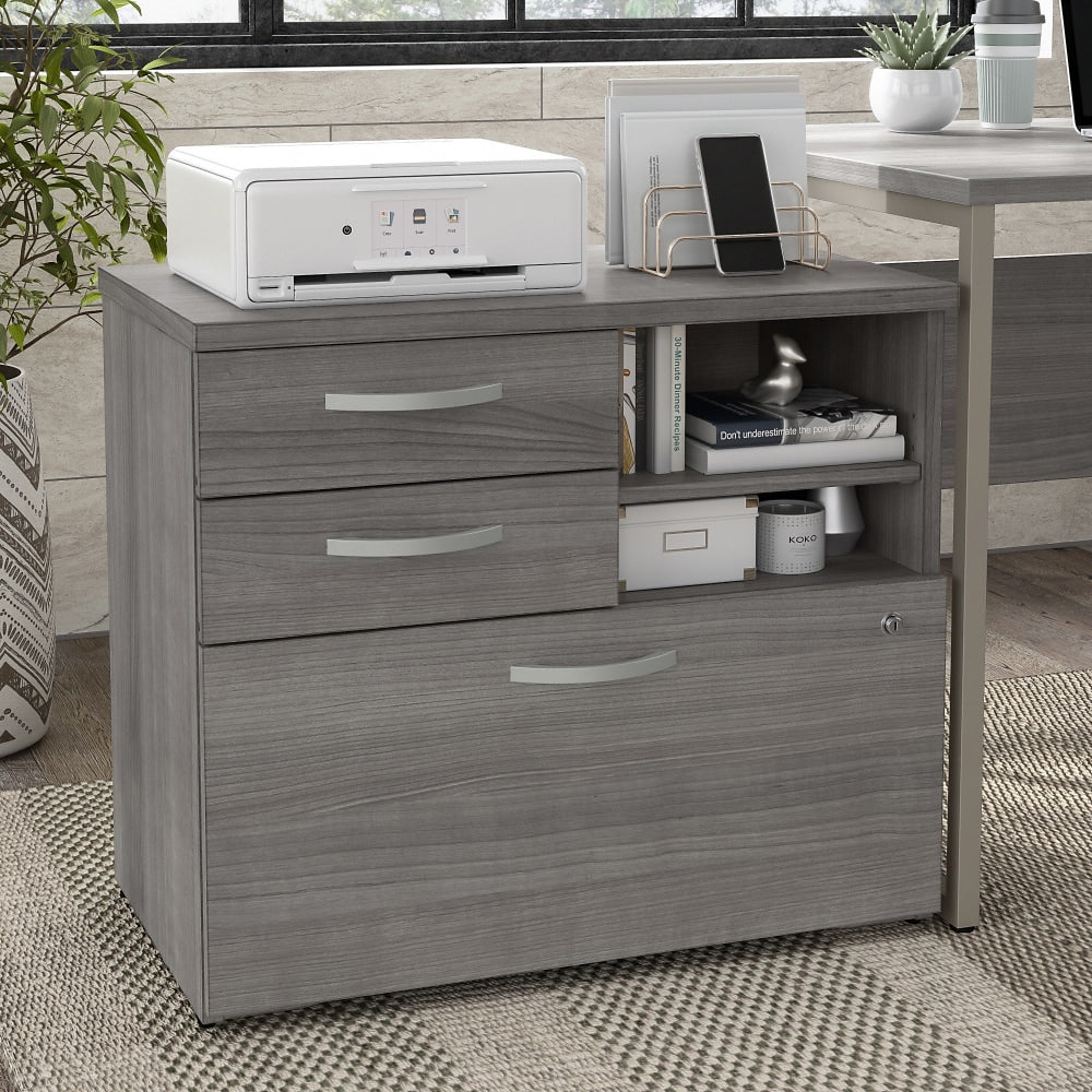 Bush Business Furniture Hybrid 17inD Vertical File Cabinet With Drawers and Shelves, Platinum Gray, Delivery