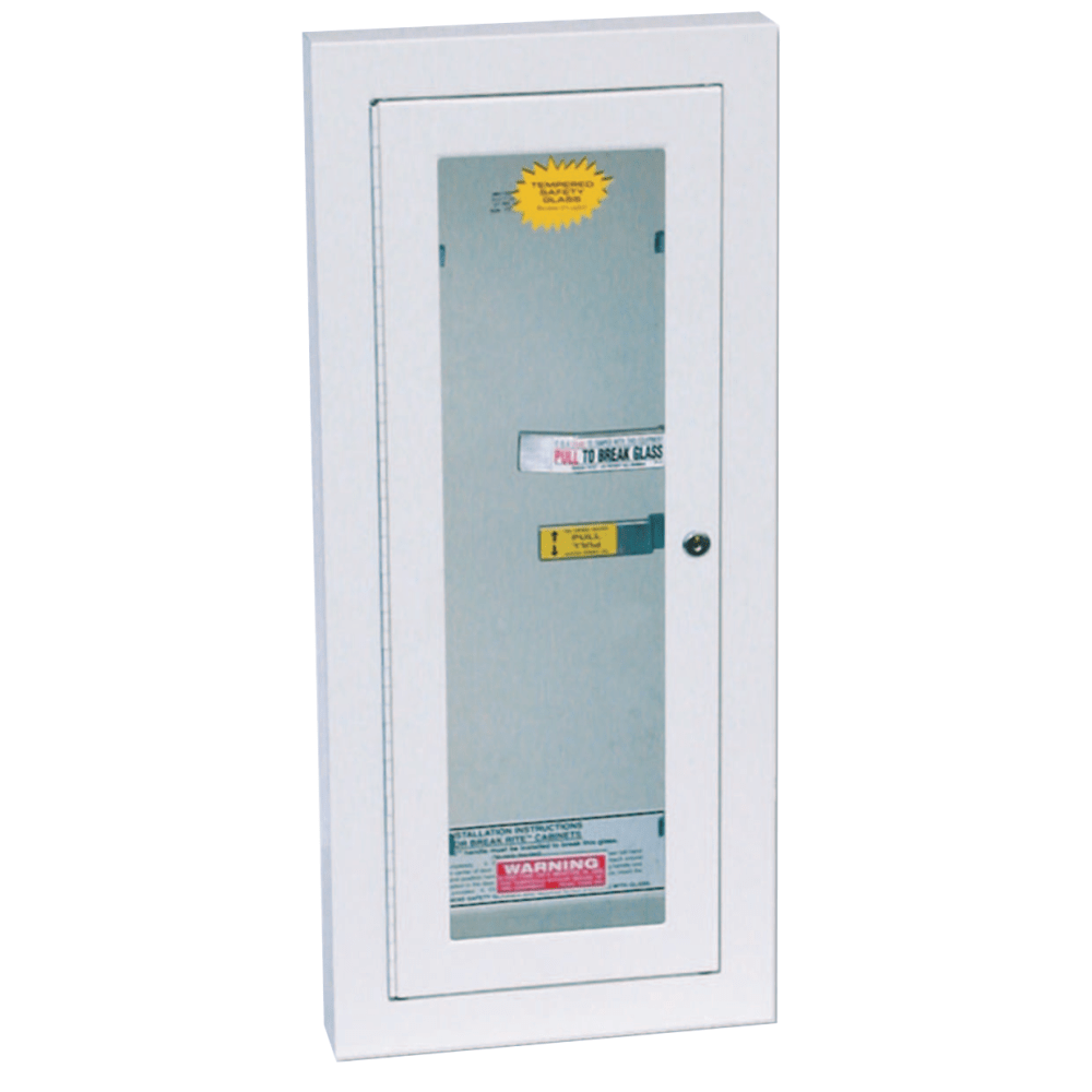 Extinguisher Cabinets, Semi-Recessed w/Keyed Lock, Galvanized Steel, Tan, 10 lb