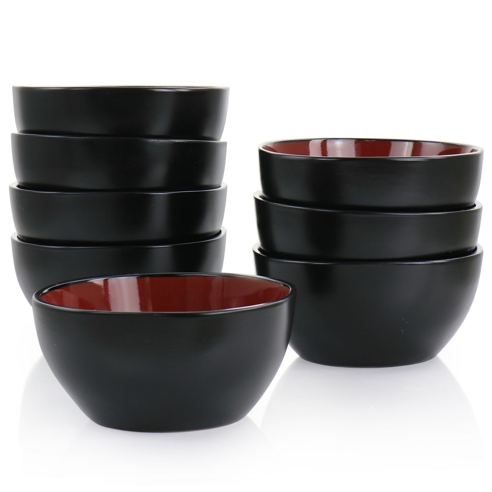 Gibson Home Soho Lounge 8-Piece Bowl Set, 6in, Red