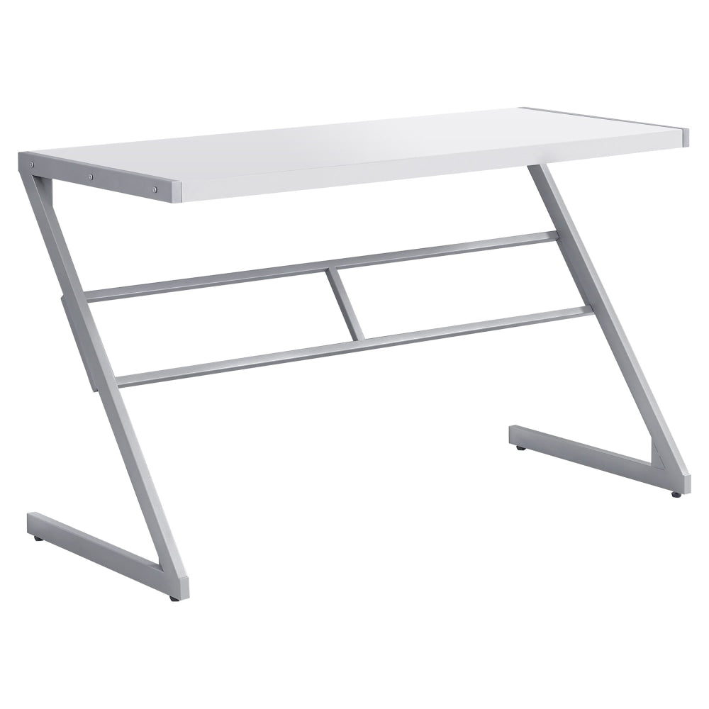 Monarch Specialties 48inW Computer Desk With Z-Shaped Metal Base, White/Silver