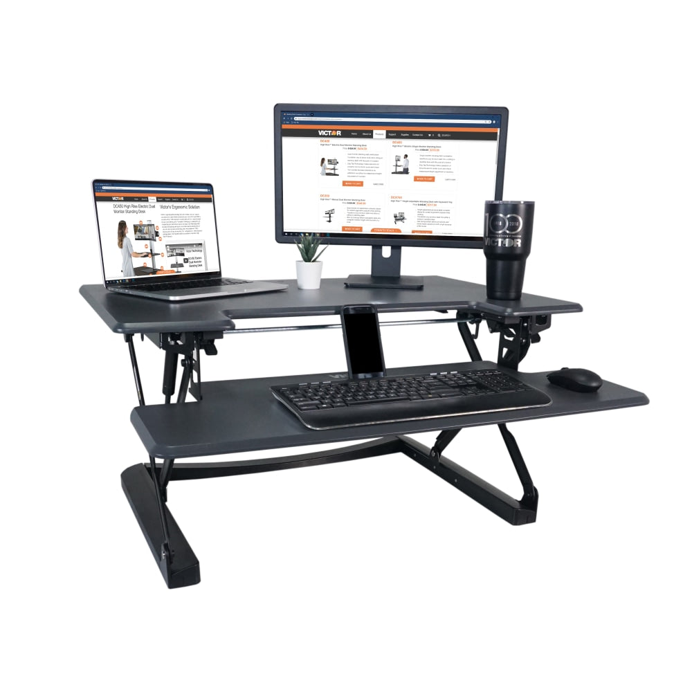 Victor High Rise DCX760 Height-Adjustable Standing Desk Riser, 36in, Gray/Black