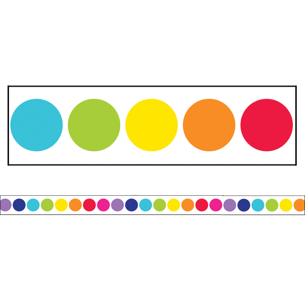 Schoolgirl Style Straight Bulletin Board Borders, Twinkle Twinkle You are A STAR! Rainbow Big Dots, 3in x 36in, Preschool - Grade 8, Pack Of 12 Borders