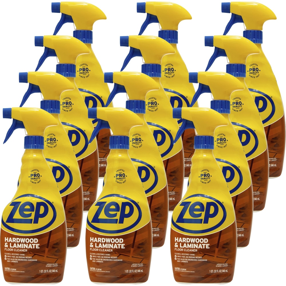 Zep Hardwood & Laminate Floor Cleaner - 32 fl oz (1 quart) - Fresh Scent - 12 / Carton - Brown