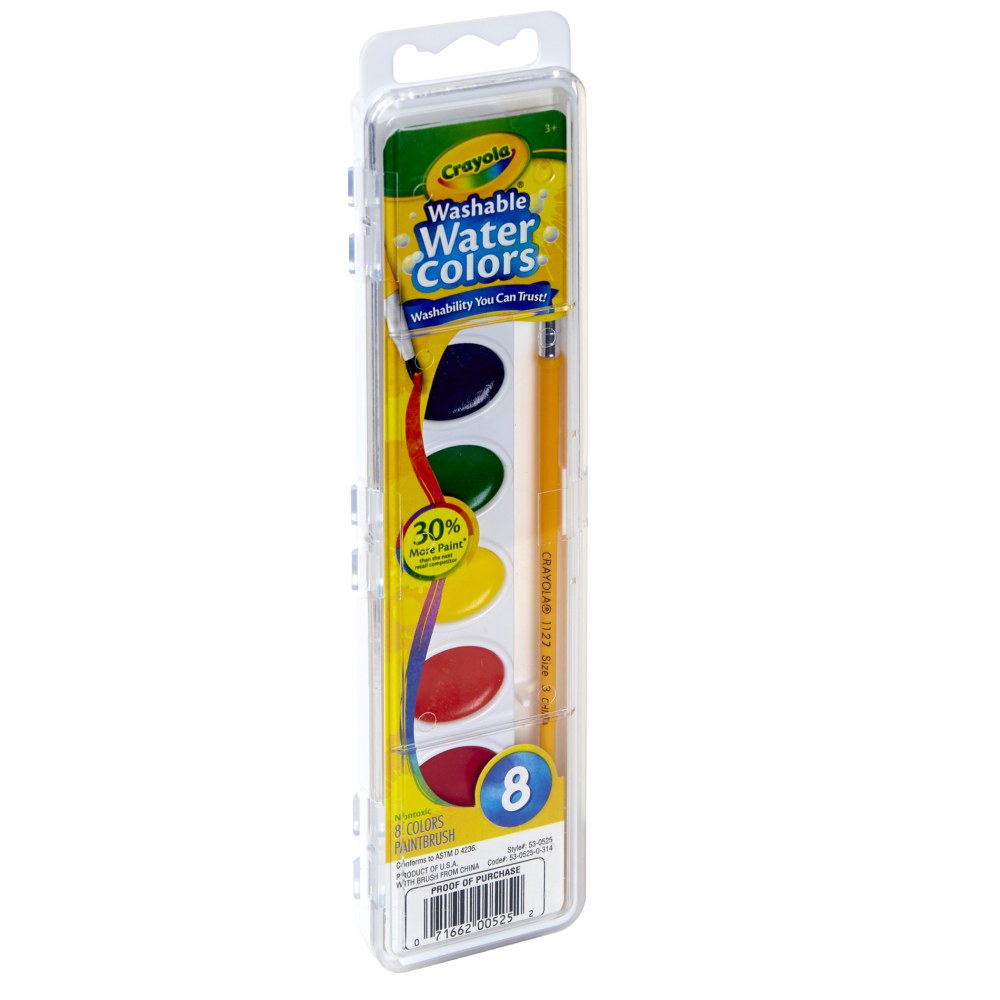 Crayola Watercolor Set, 1 Oz, Assorted Colors, 8 Paints Per Set, Pack Of 6 Sets