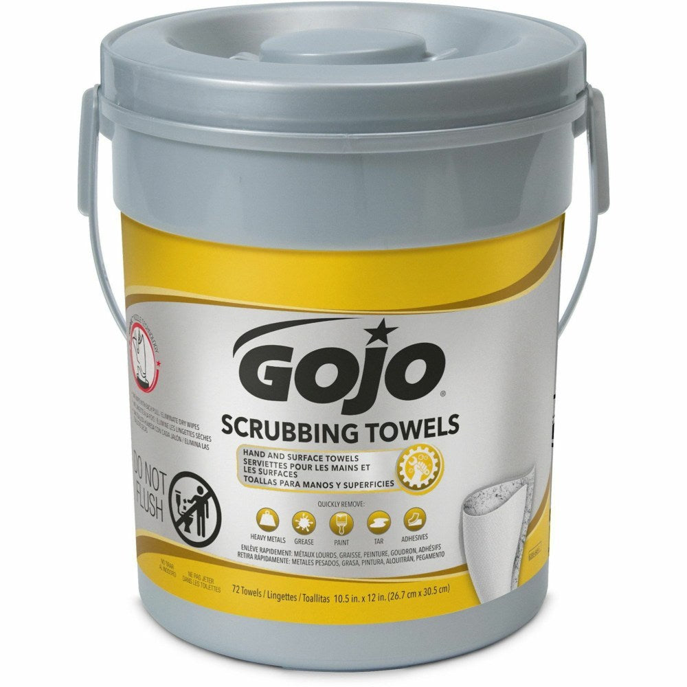 Gojo Scrubbing Towels - 10.50in x 13in - White - 72 Per Canister - 6 / Carton