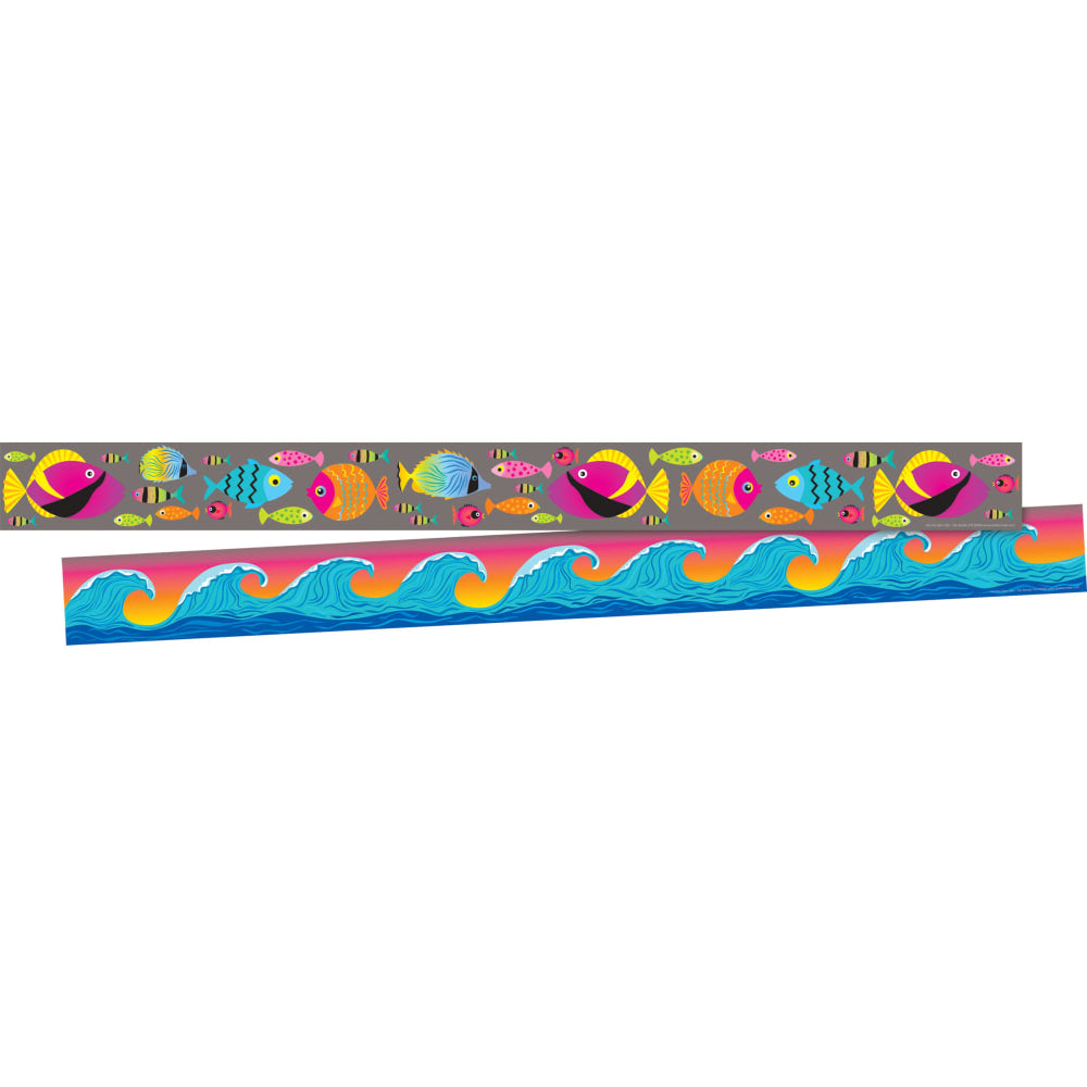 Barker Creek Double-Sided Straight-Edge Border Strips, Kai Ola Tropical Fish, 3in x 35in, Set Of 12 Strips