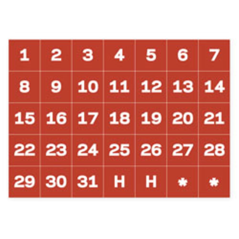 MasterVision Magnetic Calendar Dates, 1inH, Set Of 31