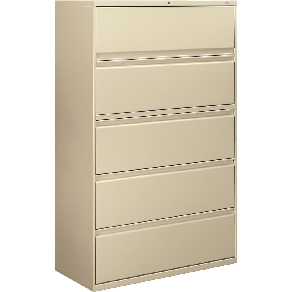 HON 42inW x 19-1/4inD Lateral 5-Drawer File Cabinet With Lock, Putty