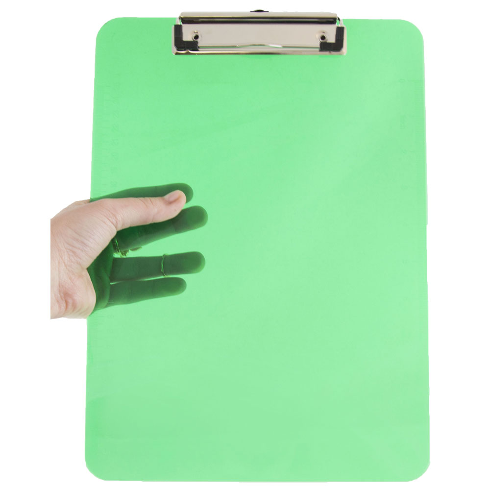 JAM Paper Plastic Clipboards with Low Profile Metal Clip, 9in x 13in, Green