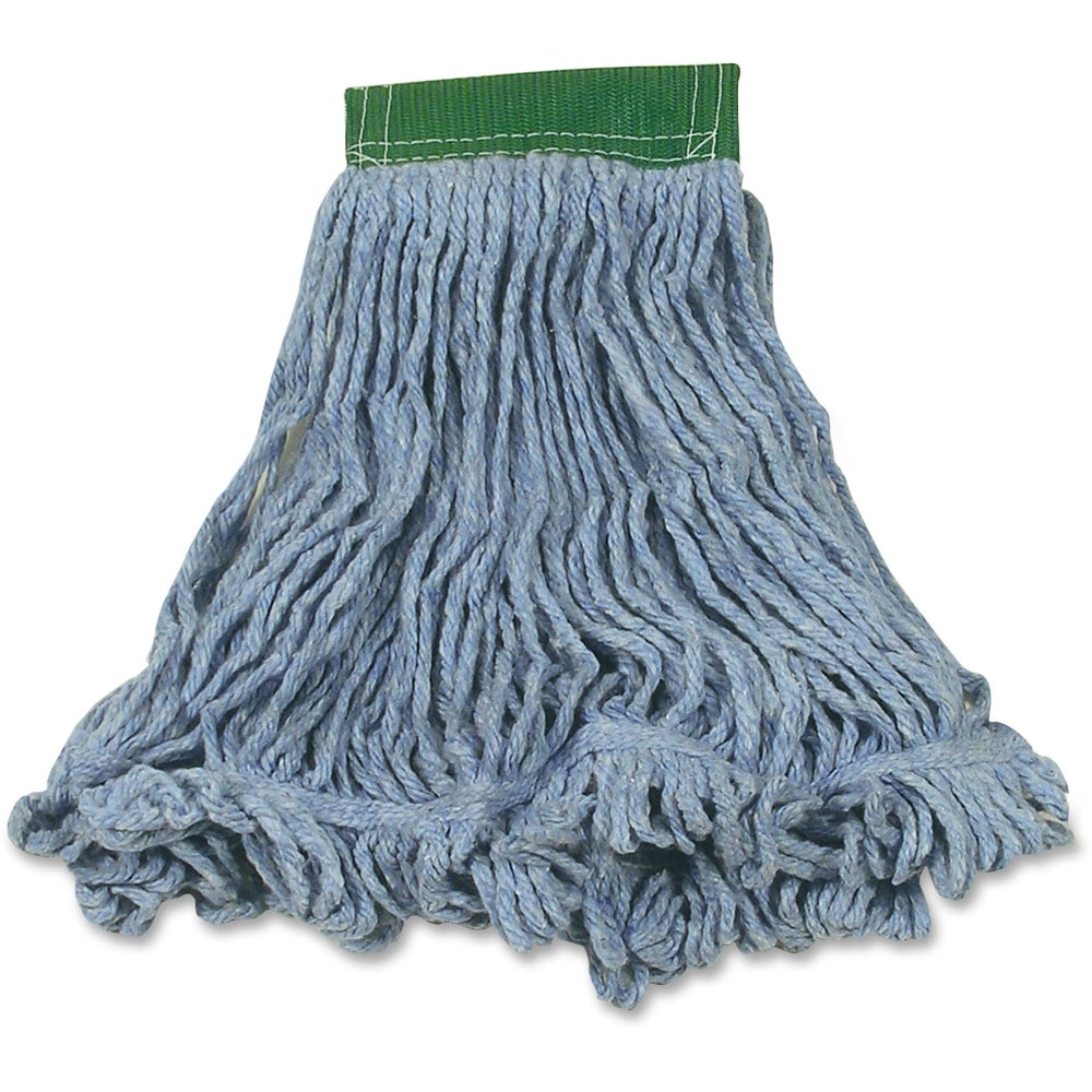 Rubbermaid Wet Mop Head, Super Stitch, Cotton Blend, Medium, Blue, Case Of 6