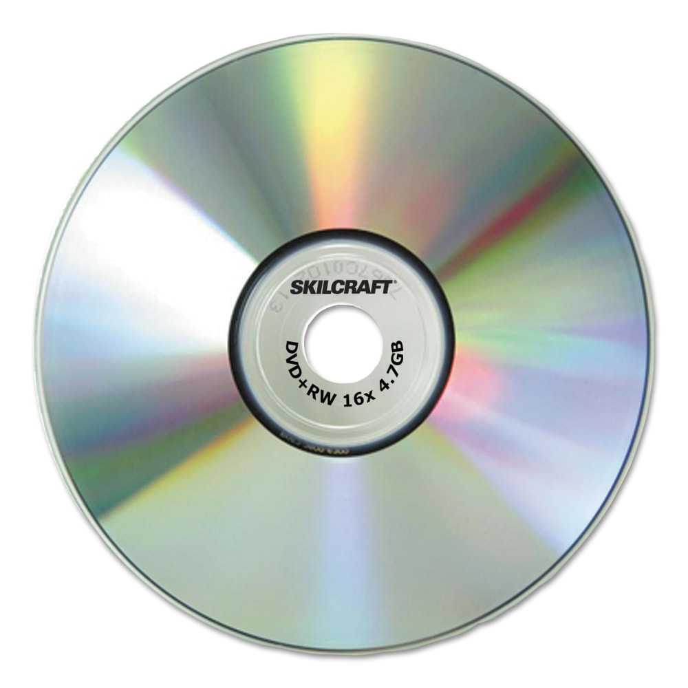 SKILCRAFT Branded Attribute DVD+RW Media Discs, Pack Of 25 Discs (AbilityOne 7045015155373)