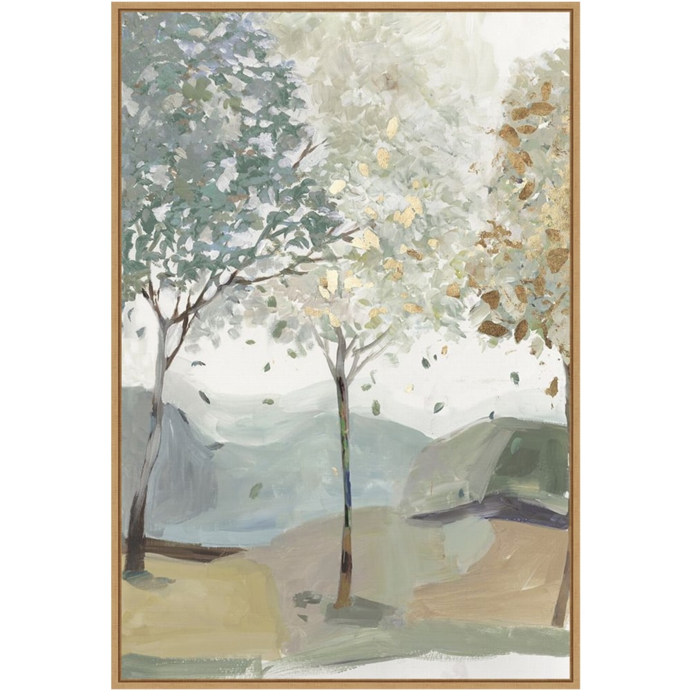 Amanti Art Breezy Landscape Trees III by Allison Pearce Framed Canvas Wall Art Print, 33inH x 23inW, Maple