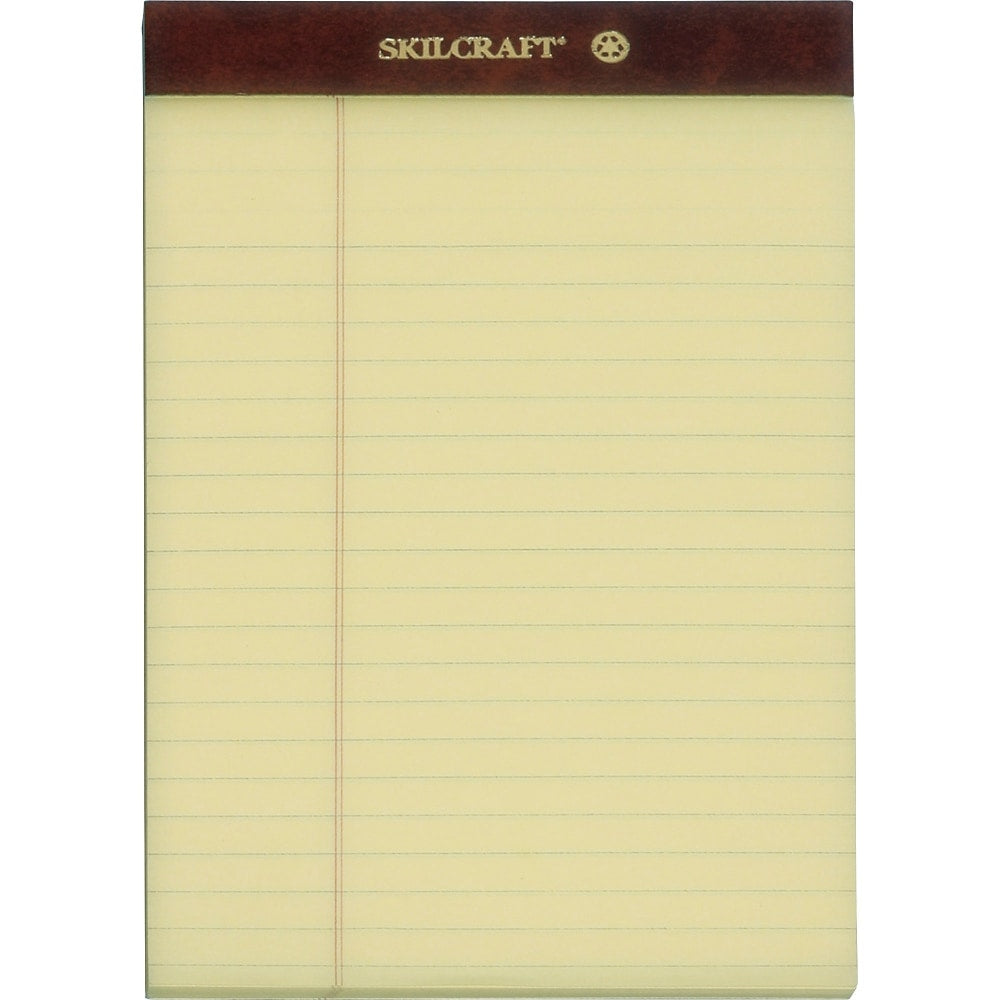 SKILCRAFT 30% Recycled Perforated Writing Pads, 5in x 8in, Yellow, Legal Ruled, Pack Of 12 (AbilityOne 7530-01-356-6726)